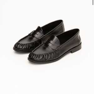 Shop Pêche Hugh Black Leather Loafers size 37 (fits 38)